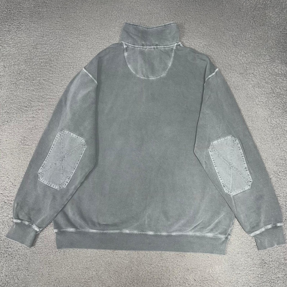 VTG Lands' End Sweater Men's Sz L Gray Elbow Patch Mock Neck Pullover Sweatshirt